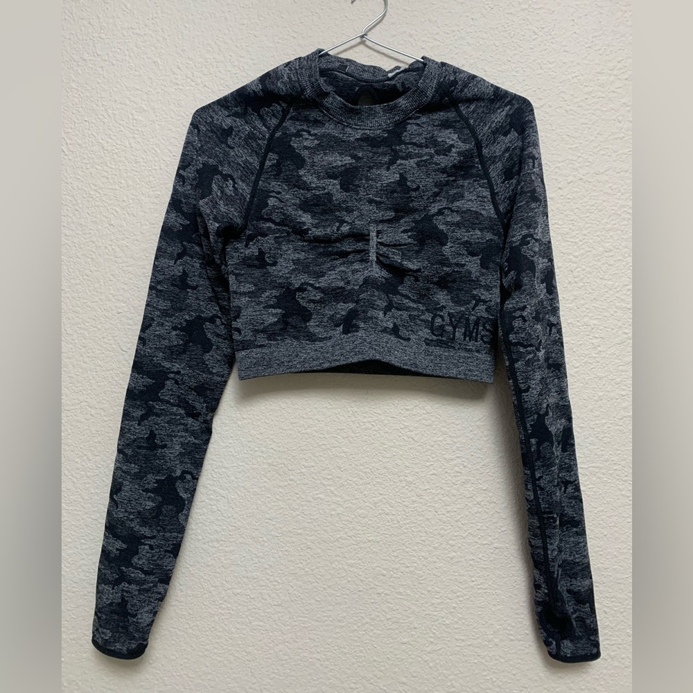 Gymshark Camo Small Long Sleeve Crop EUC